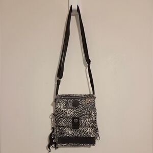 Kipling Brown/White Eldorado Print Crossbody/ Organizer Bag